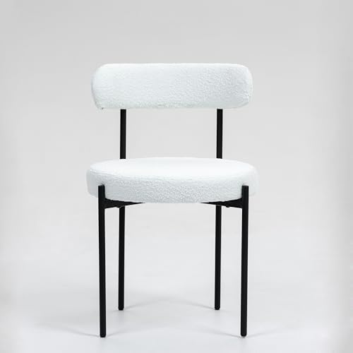 MCH Modern Round Dining Chairs Set of 4 – Upholstered Dining Room Chairs with Sturdy Metal Legs,Easy Assembly & Boucle Fabric for Kitchen,Living Room,and Bistro or Small Spaces