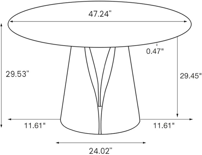 POVISON Modern Round Dining Table for 4, Marble Dining Room Table Round 47" Matte White Sintered Stone Tabletop with Solid Black Carbon Steel Pedestal, Circle Dining Table for Kitchen(Table Only)