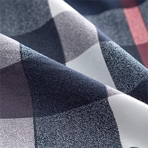 CLOTHKNOW Navy Plaid California King Comforter Set Tartan Bedding Comforter Sets All Season Soft Blue White Grey Grid Comforter with 2 x Pillow Cases
