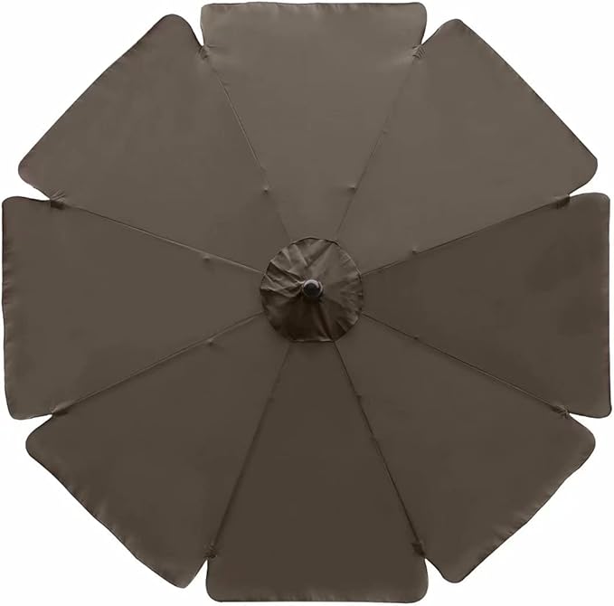ABCCANOPY 10ft Scalloped Patio Umbrella, Outdoor Table Umbrella with Tilt and Crank, Fiberglass Ribs Deck Umbrella for Patio, Pool, Garden, Picnic (Brown)