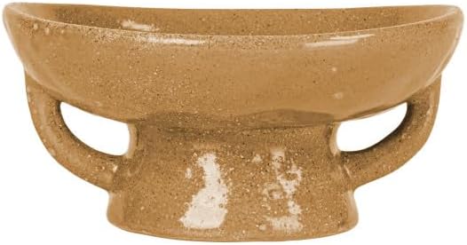 Creative Co-Op Stoneware Footed Pedestal/Bowl with Handles, Reactive Glaze Decorative Object, Taupe