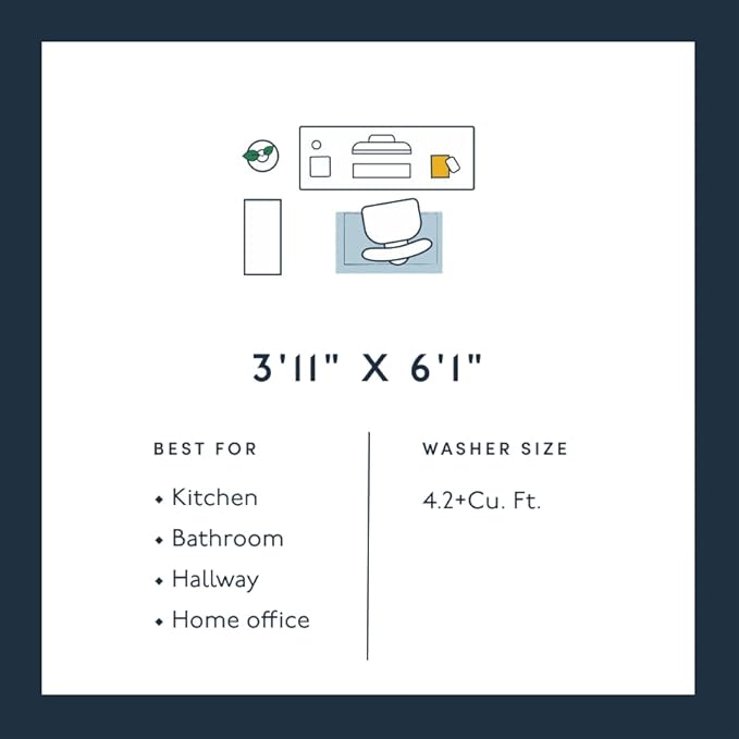 Revival Rugs Soloba 3'11"x6'1" Machine Washable Area Rug for Kitchen Bedroom - 100% Recycled Oeko-TEX Certified, Medium Pile, Green