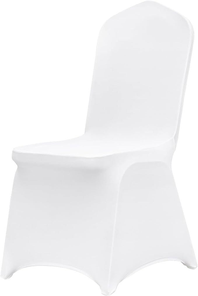 VEVOR 30 Pcs Flat-Front Chair Covers Polyester Spandex Chair Cover Stretch Slipcovers, Wedding, Holiday, Banquet, Party, Celebration, Dining,White