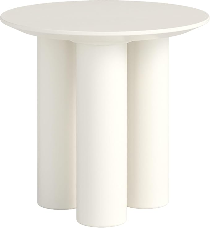 30" White Round Dining Table with Three Stable Legs,Space Saving Coffee Table for 1-4 People, Sturdy Kitchen Furniture, Leisure Side Couch Center Table