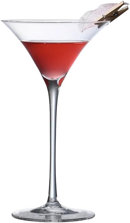 Hand Blown Crystal Martini Glasses, Long Stem Cocktail Glass, 4.8 oz, Set of 4, Clear