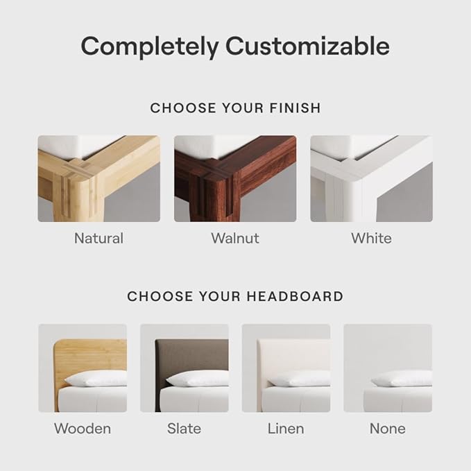 Nectar Bamboo Platform Bed Frame - California King - Natural - Floating Center Support Legs - 12” Height - Tool Free Set Up - Contemporary and Durable - Sturdy Wooden Slats - Holds Up to 800 Pounds