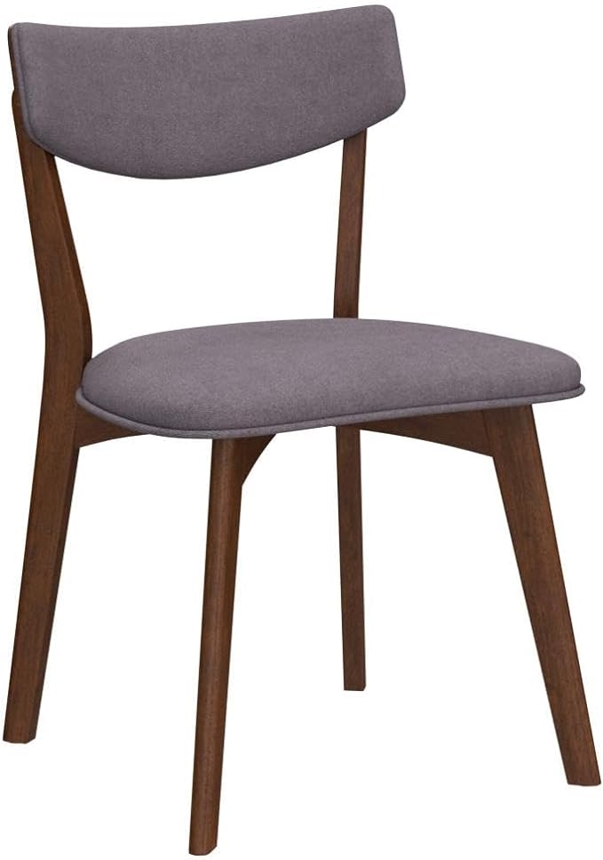 Christopher Knight Home Abrielle Mid-Century Modern Fabric Dining Chairs with Natural Walnut Finished Rubberwood Frame, 2-Pcs Set, Dark Grey / Natural Walnut