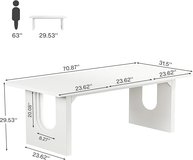 Tribesigns Modern Executive Desk, 70.9" Large Office Computer Desk, Conference Table Meeting Room Table, Simple White Workstation Business Furniture for Home Office