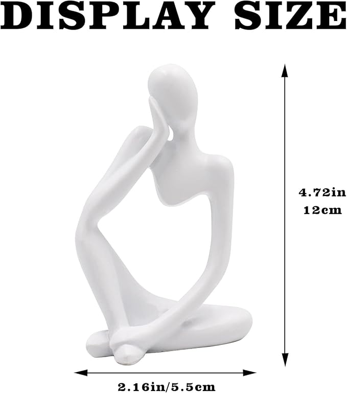 Thinker Statues and Sculptures, Resin Thinker Statue Ornaments, Abstract Style Sculptures, Housewarming Gifts, Housewarming Decorations, Living Room Dining Desk Decorations (White Right, Small)