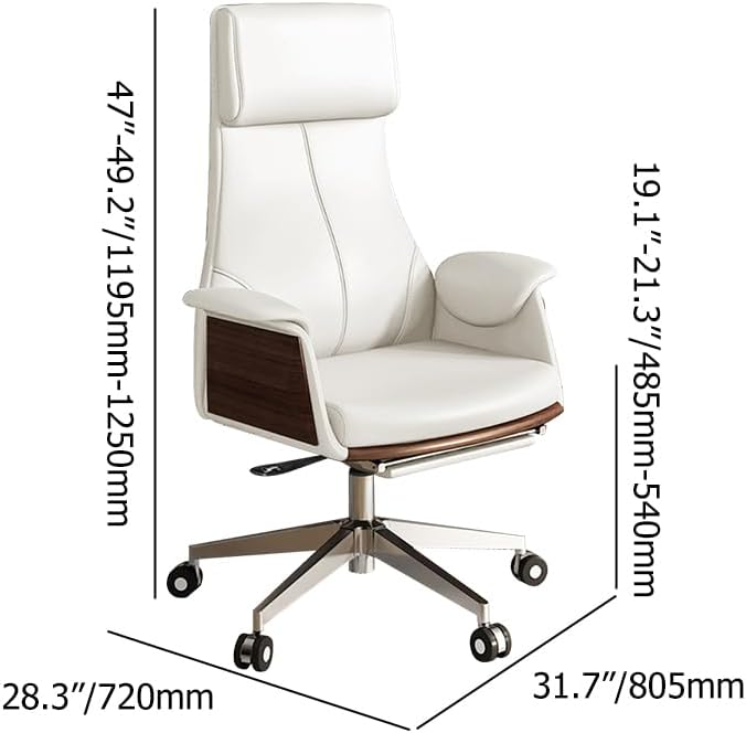 homary Modern Home Executive Office Chair, High Back Adjustable Swivel Chair Faux Leather Ergonomic Task Chair with Adjustable Height & Rolling Base, White