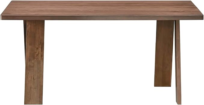 Acanva Farmhouse Rectangular Dining Table for 6 People, Modern Mid-Century Walnut Kitchen Dinner Tables Furniture, Walnut