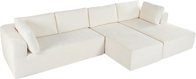 Modern Large Modular Sectional Sofa 3 Piece Free Combination, Beige