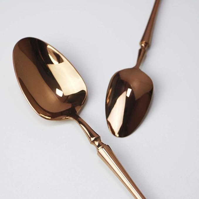 JASHII 20-piece 18/10 Stainless Steel Rose Gold Flatware/Cutlery/ Set Service for 4 Person, Include Knife/Fork/Spoon, Mirror Polished (Rose)