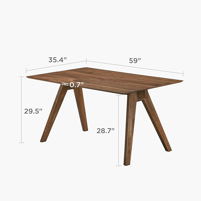 Acanva Farmhouse Rectangular Dining Table for 6 People, Modern Mid-Century Walnut Kitchen Dinner Tables Furniture, Natural Walnut