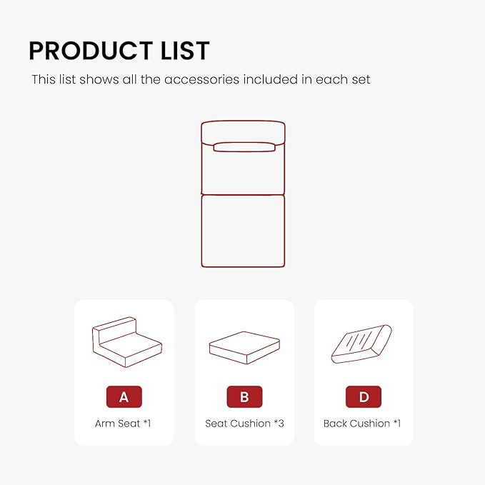 Boneless Couch Cloud Modular Sectional Couches for Living Room, Modern Oversize Sofa with Deep Seat, Modular Sectional Sofa with Ottoman, No Assembly Required