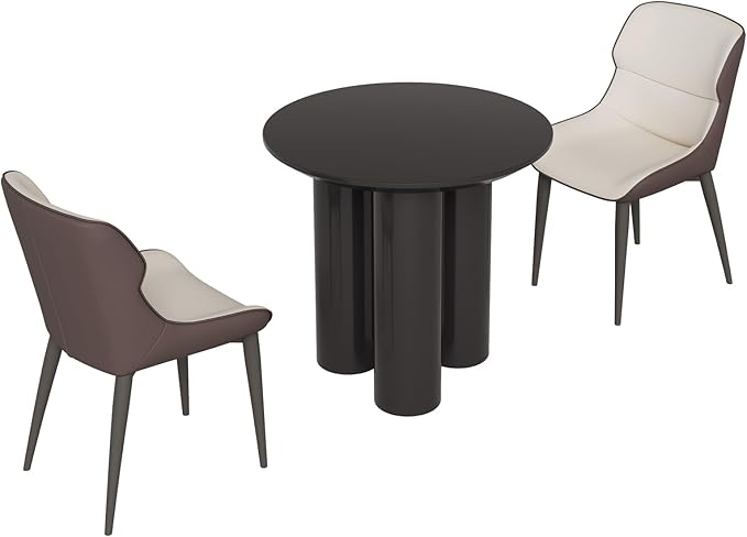 31.49" Black Round Dining Table with Three Stable Legs, Single Side Table for Living Room,Space Saving Coffee Table for 1-4 People,Kitchen Table,