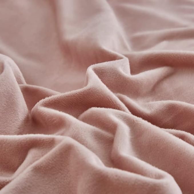 CLOTHKNOW Pink Velvet California King Comforter Set Fluffy Bedding Comforter Sets Soft Flannel Comforter with 2 x Pillow Cases