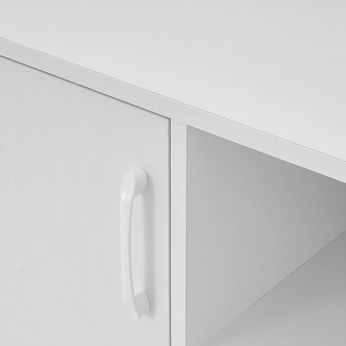 Panana TV Stand, Entertainment Center with 2 Doors and 2 Cubby Storages Cabinets for up to 65 inch for Living Room Bedroom (White, 53.5 inch)