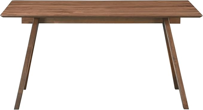 Acanva Farmhouse Rectangular Dining Table for 6 People, Modern Mid-Century Walnut Kitchen Dinner Tables Furniture, Natural Walnut