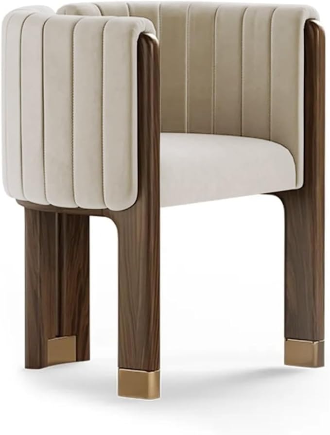 Velvet Fluted Accent Chair for Living Room with Wood Frame, High Resilience Foam, Elegant Modern Armchair (Beige)