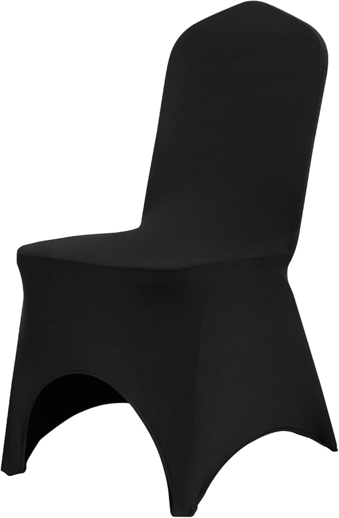 VEVOR 50 Pcs Black Chair Covers Polyester Spandex Stretch Slipcovers for Wedding Party Dining Banquet Arched-Front Chair Covers
