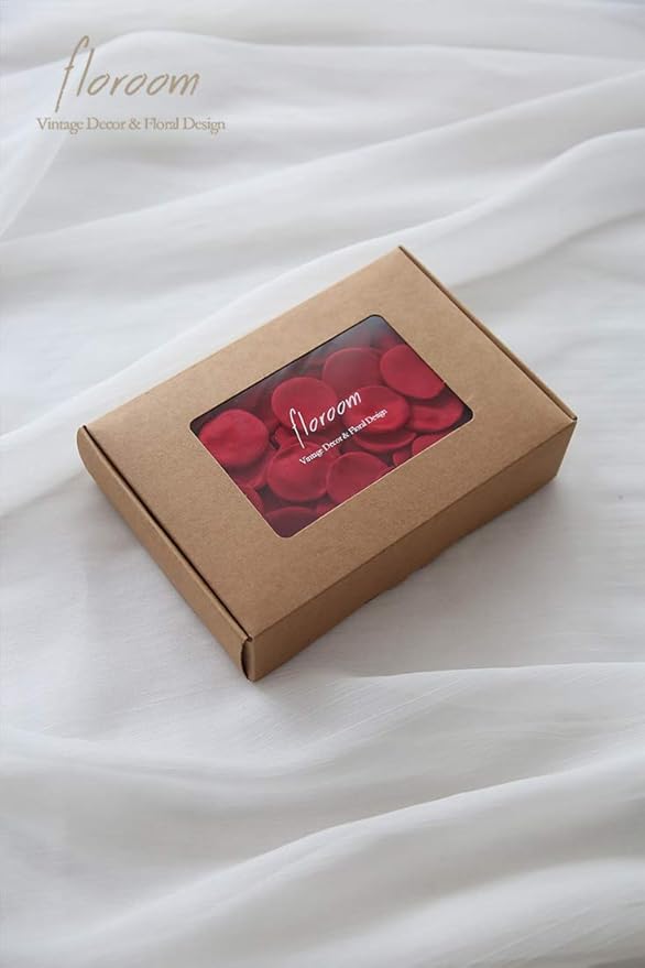 Floroom 500pcs Rose Petals Dark Red Faux Silk Flower Petals for Wedding Flower Girl Basket Aisle Scatter Dinner Table Centerpieces Party Confetti Bridal Shower Romantic Night Decoration