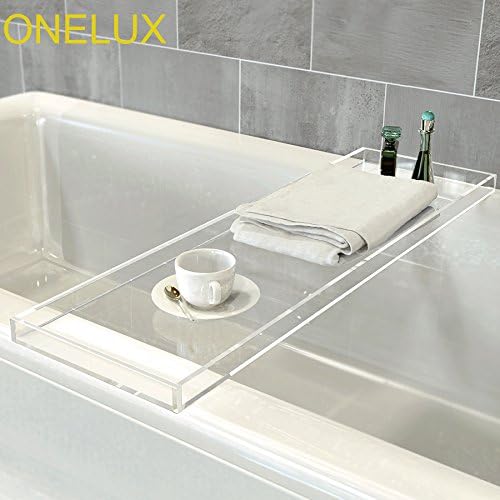 ONELUX Durable Clear Acrylic Towel Tray,Lucite Bath Tray Caddy