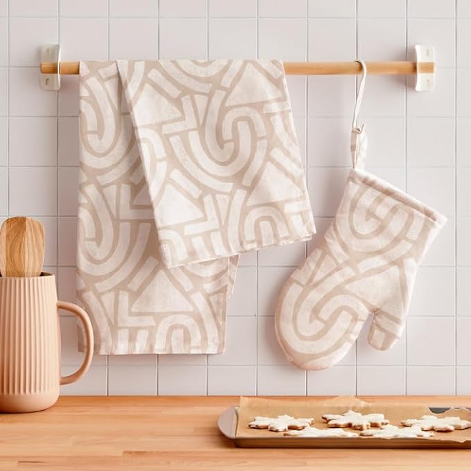 Minted Antique Tea Towels Cotton Kitchen Towels Decorative with Hanging Loop Set of 2