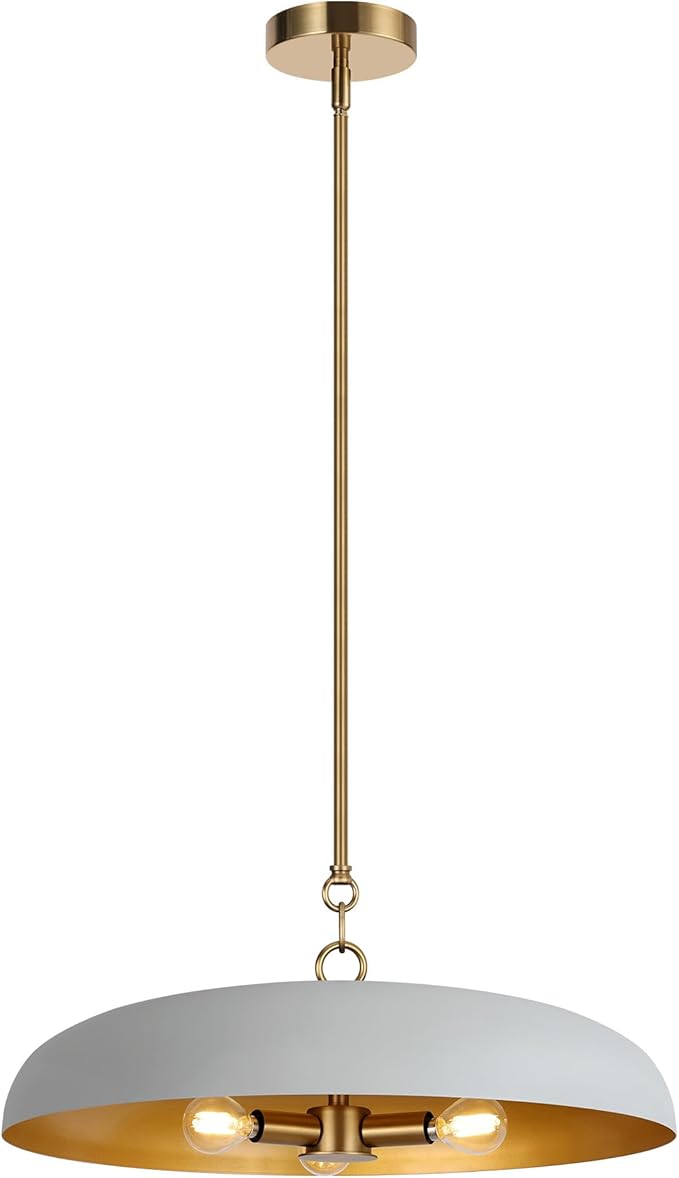 LamQee 20 Inch Oversized Large Pendant Lights, 3-Lights Gray and Gold Modern Dome Chandelier, Nordic Metal Pendant Lighting Fixture Ceiling Hanging for Kitchen Island, Dining Room Over Table, Bar