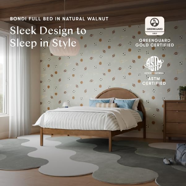 Babyletto Bondi Full Size Bed Frame - GREENGUARD Gold Certified - Full Size Platform Frame with Arched Headboard - Universal Mattress Fit - No Box Spring Needed - Durable Bedroom Furniture - Walnut