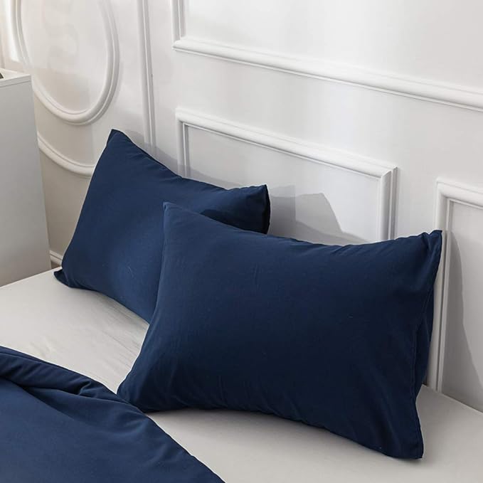 Pureant Navy Blue Comforter Set - Full Size Breathable Soft Comforter with 2 Pillowcases