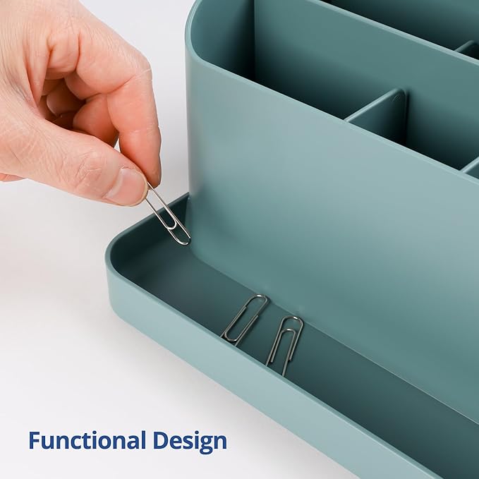 BLUE GINKGO Desk Organizer – Korean-Made Office Storage for Pens, Notes, Mail, and Supplies (Green)