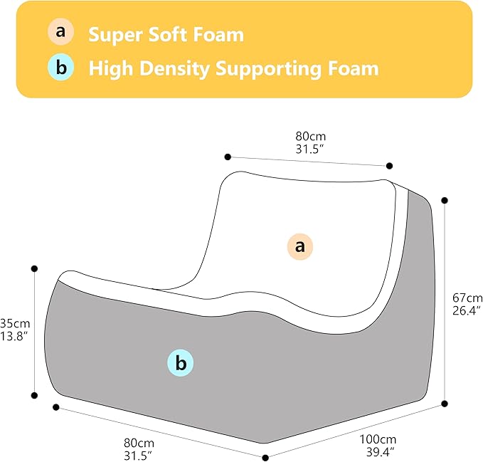 N&V Fireside Chair Mid Century Armless Floor Sofa Corduroy Lounge Chair Foam Accent Chair, Frost Grey