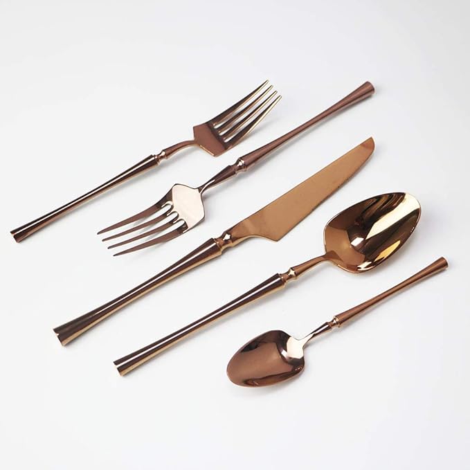 JASHII 20-piece 18/10 Stainless Steel Rose Gold Flatware/Cutlery/ Set Service for 4 Person, Include Knife/Fork/Spoon, Mirror Polished (Rose)