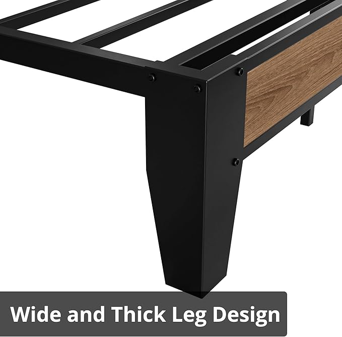 LIKIMIO Full XL Bed Frames, Storage Headboard with Charging Station, Solid and Stable, Noise Free, No Box Spring Needed, Easy Assembly, Wood and Cream