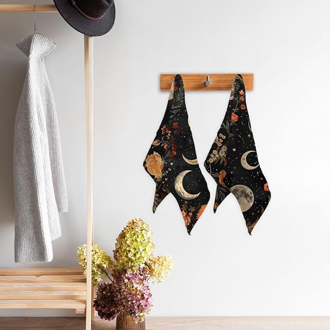 Moon Phases Boho Kitchen Dish Towels Decorative Tea Towels Absorbent Gothic Bohemian Towels 16x24, Housewarming Gift