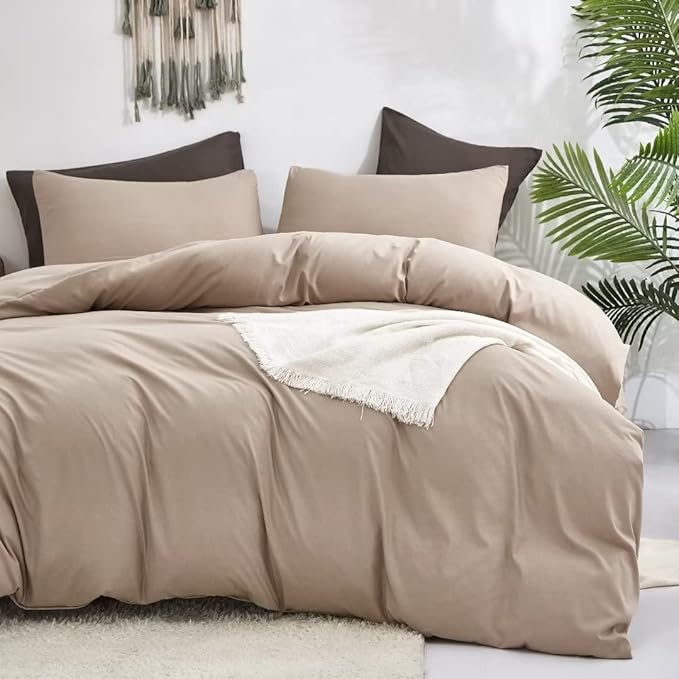 CLOTHKNOW Khaki Comforter Sets Twin/Twin XL 3Pcs Champange Bedding Comforter Sets Light Brown Twin Comforter Soft Tan Comforter Sets