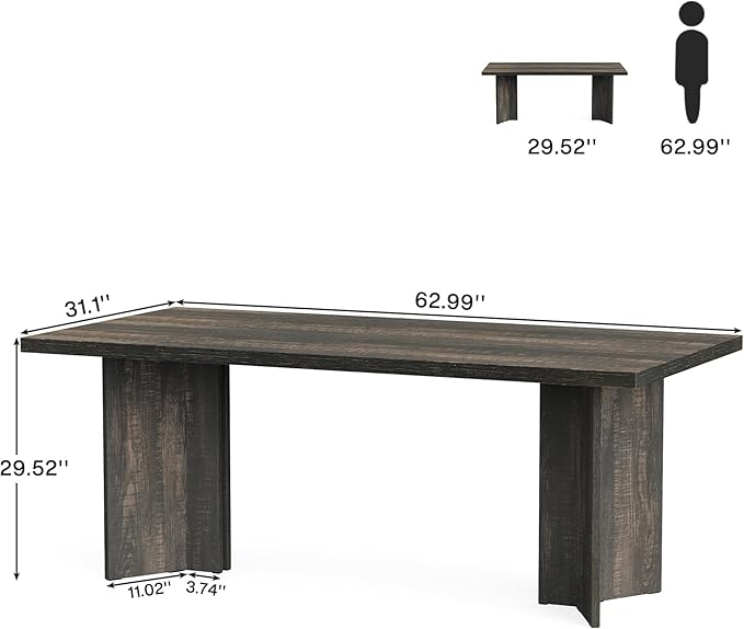 Tribesigns 63-inch Executive Desk, Vintage Office Computer Desk with Large Tabletop, Farmhouse Wood Writing Conference Table Workstation for Home Office, Study, Dark Gray