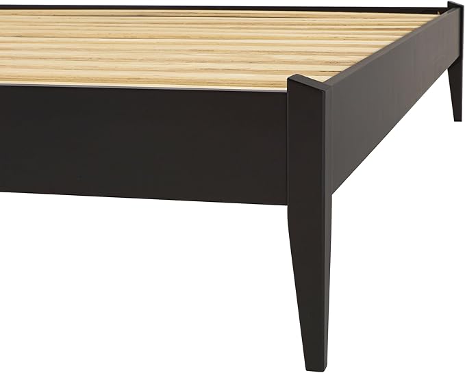 Bme Dinkee King Platform Bed Frame Wood 15 Inch - Solid Wood Bed Frame - Modern & Minimalist Style - 12 Strong Wood Slat Support - Easy Assembly - No Box Spring Needed - Black