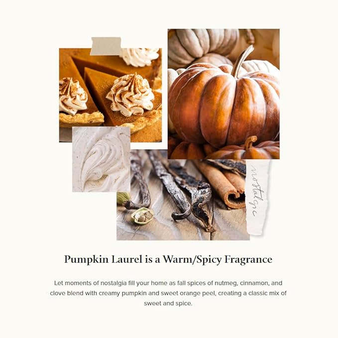 Thymes Scented Candles for Women & Men – Tin with Lid – Luxury Home Decor – Pumpkin Candles with Notes of Nutmeg, Cinnamon, Clove, & Orange Peel – Fall Decor (Pumpkin Laurel, 6.5 oz)