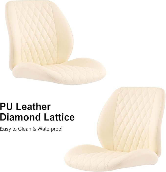 YFO Home Office Chair Office Rubber Casters Ergonomic Computer Chair with Lumbar Support Adjustable Height Rolling Swivel Executive Task Armrests Chair๏ผ Cream Leather