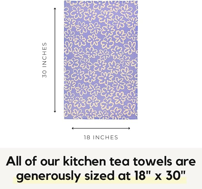 Modern Style Premium Kitchen Tea Towel Super Absorbent Fast Drying Microfiber Doodle Bloom