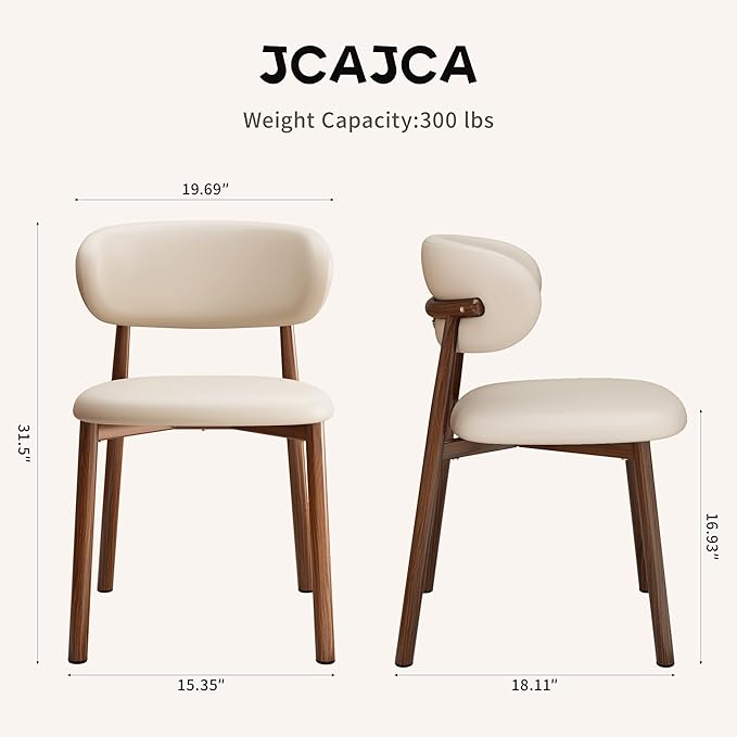 Kitchen Dining Chairs Set of 4 Modern Upholstered Dining Room Chair with Metal Legs, Walnut/Beige