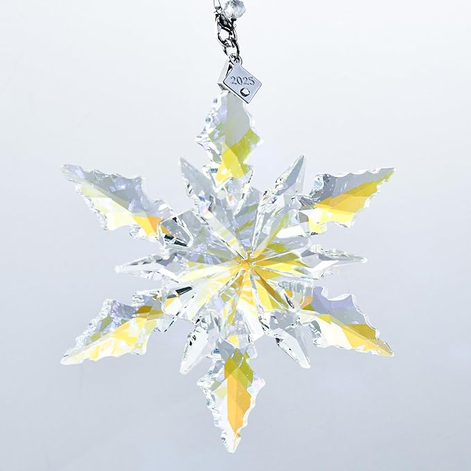 2025 Edition Crystal Snowflake Ornament Christmas Tree Ornament Home Decor Gift (2025-Multicolor)