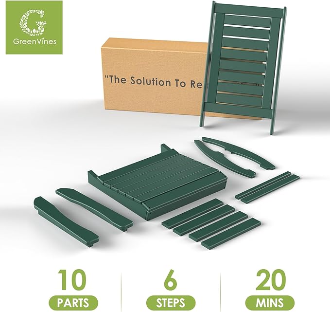 GREENVINES Outdoor Rocking Chairs | Porch Rocker | HDPE Plastic | Forest | Oversized Rockers | High Back | Big & Tall | Ladder Back | for Patio Outside Backyard Balcony Garden