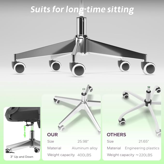 Ergonomic Office Chair with Adjustable Lumbar Support & Flip-Up Armrests - High Back Desk Chair with Thickened Seat Cushion, Rolling Wheels for Home/Office Study Work (05black)
