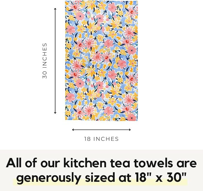 Modern Style Premium Kitchen Tea Towel Super Absorbent Fast Drying Microfiber Wildflower Meadow
