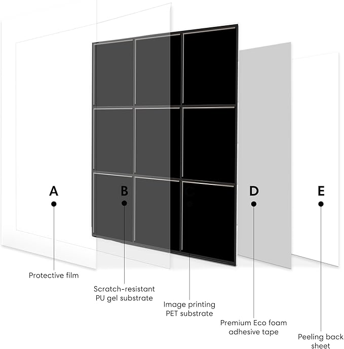 5 Pack Peel and Stick Backsplash Square Tiles, Extra Thick 3D Wall Panels, Heat & Water Resistant, Easy DIY Kitchen, Bathroom, Laundry, Fireplace & Rental Home Wall Décor (12 x 12 in), Black