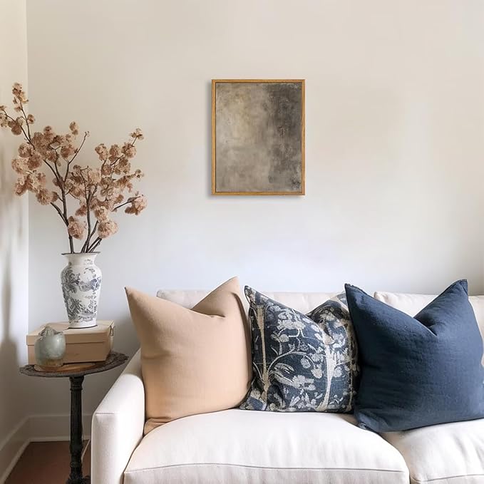 KBKBART Framed Neutral Wall Art, Earthy Abstract Canvas Oil Painting, Minimalist Textural Artwork Wall Decor, Neutral Gallery Art Prints for Bedroom Living Room, Gallery, Gifts for Friends or Family (8"x10")