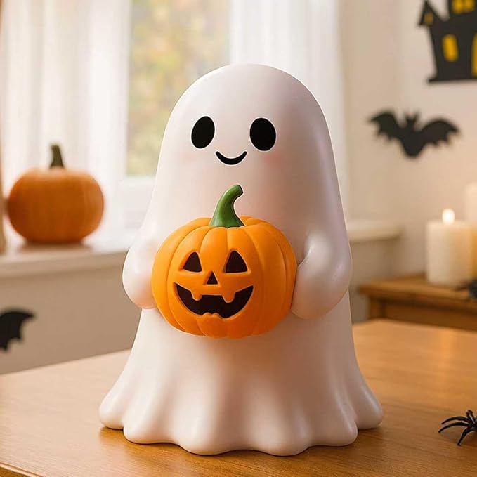 Halloween Ghost with Figurine - Cute Rock Ghost for Gift Props Funny Ghost Statue,Tabletop Home Decor Ghosts Halloween Decorations Indoor